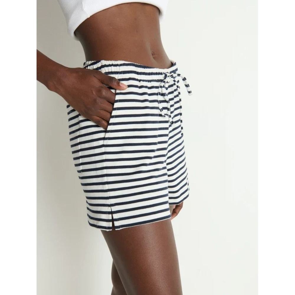 Nation Los Angeles Stacey Shorts Size M Coastal Navy Breton Stripe Cotton NWT